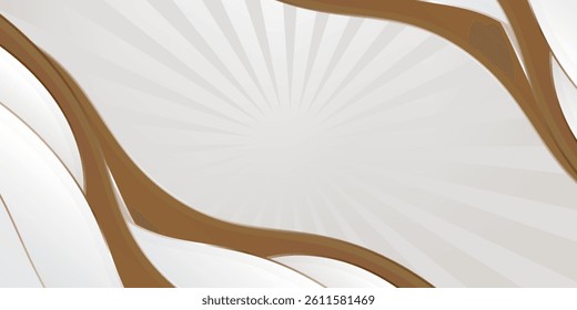 Elegant white overlapping brown background with golden line elements.