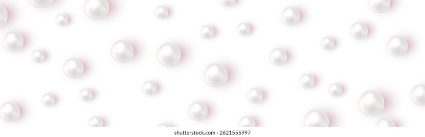 Elegantes Pérolas Brancas Gracefully Espalhadas Em Um Fundo Limpo, Criando Uma Atmosfera Sofisticada E Luxuosa Perfeita Para Joias, Casamento Ou Projetos De Design Cosmético.