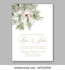 Elegant white peony wedding invitation