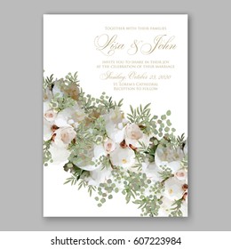 Elegant white peony wedding invitation