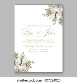 Elegant white peony wedding invitation