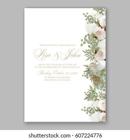 Elegant white peony wedding invitation