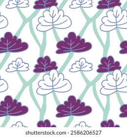 Elegant White and Purple Floral Pattern with Classic Botanical Touch