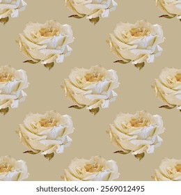 Patrón de Vector sin costuras de rosas blancas elegantes