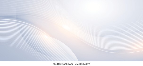 Elegant white wave lines on a soft blue gradient background. 