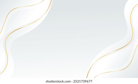 Elegant white-gray luxury background. Abstract wave dynamic wallpaper with gold lines. Template banner background for sales, business, ads, events, web, and pages