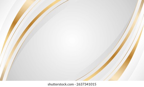 Elegant white-gray luxury curve background with gold lines. Abstract modern wallpaper. Suitable for templates, banners, covers, sales, events, awards, websites, pages and more