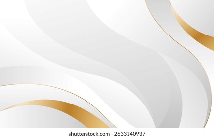 Elegant white-gray luxury wave background with gold lines. Abstract modern wallpaper. Suitable for templates, banners, covers, sales, events, awards, websites, pages and more