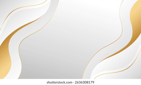 Elegant white-gray luxury wave background with gold lines. Abstract modern wallpaper. Suitable for templates, banners, covers, sales, events, awards, websites, pages and more