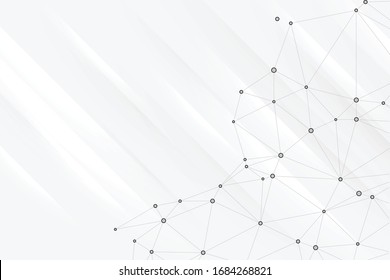 Elegant white-grey background white point connect graphic.