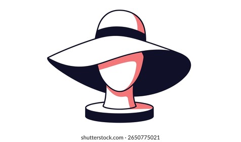 Elegant wide brim hat displayed on a mannequin head for fashion accessory promotion
