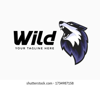 elegant wild Head wolf art roar logo design inspiration