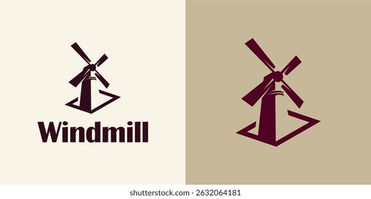 Elegant Windmill Logo in Retro Style Silhouette