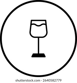 Elegant Wine Glass Icon in a Circular Frame for Bars and Restaurants