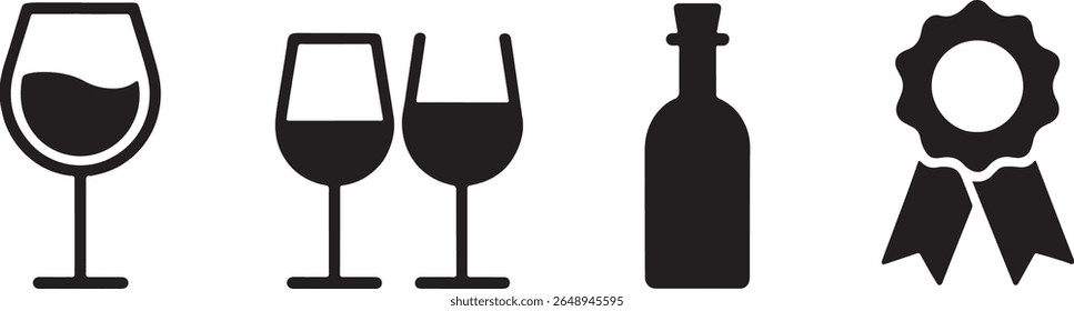 Elegant Wine Presentation Featuring Glasses Bottle and Award for Excellence and Quality Symbolic Imagery