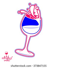 Elegante copa de vino con salpicaduras, ilustración temática de bebidas. ¿¿¿Un objeto de salón artístico decorativo??? goblet de vino con salpicaduras, elemento de ocio y entretenimiento