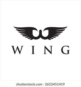Logotipo de ala elegante con letras estilizadas e imágenes de alas para la identidad de marca y el diseño de comunicación visual