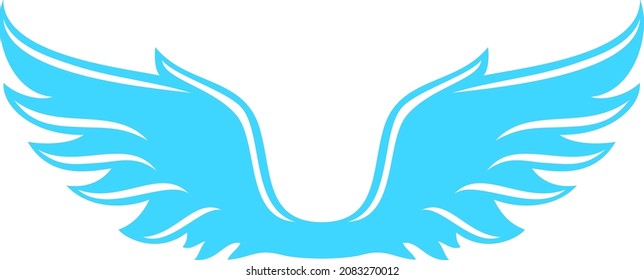 Elegant wings insignia. Blue badge in retro style