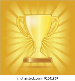 Elegant winning trophy web application icon on dynamic background, vector illustration