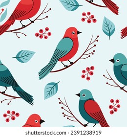 Elegant winter birds dance across this festive pattern, spreading holiday cheer with their whimsical charm. Perfect for a joyful Christmas ambiance