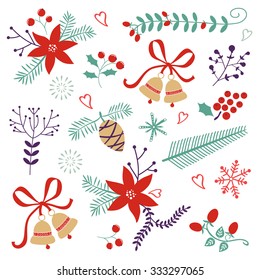 An elegant winter foliage set. Illustration in vector format