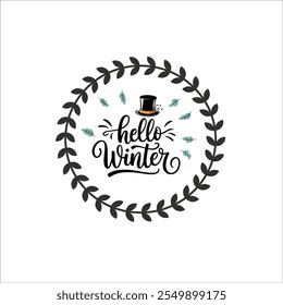 Elegant Winter Graphic with Stylish Top Hat

Playful Winter Leaves and Script Design

Whimsical Hello Winter Seasonal Illustration

Minimal Winter Theme with Hand Lettered Script
