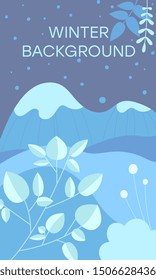 Elegant Winter Landscape Background. Flat Vector Illustration