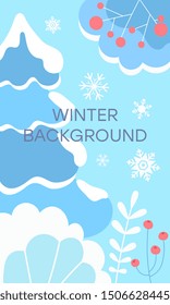 Elegant Winter Landscape Background. Flat Vector Illustration