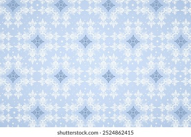 Elegant winter pattern with beautiful snowflakes on a soft blue background. Creative snowy design. 