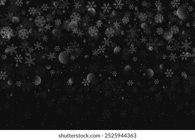 Eleganter Winter-Schneeflocken-Hintergrund mit dunkelgrauem Farbverlauf für festliches Design