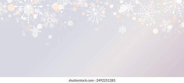 Elegante Winter Schneeflocken Hintergrund Vektorillustration. Dekorative Schneeflocke und Schneefall auf hellblauem Hintergrund. Design geeignet für Einladungskarte, Gruß, Bildschirmhintergrund, Poster, Banner.