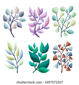 Elegant winter wedding leaves. Vector illustration isolated on white background.