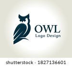 elegant wise owl bird perch logo, icon, symbol design illustration