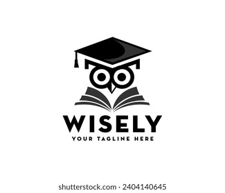 elegant wise owl education logo icon symbol design template illustration inspiration