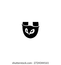 Elegante cara de búho sabio forma una silueta de alfabeto U, perfecto para marcas educativas, librerías y diseños de identidad inteligentes