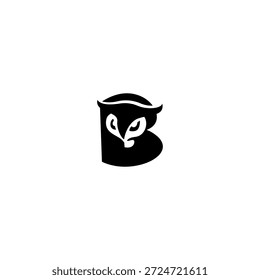 Elegante cara de búho sabio forma una silueta de alfabeto B, perfecto para marcas educativas, librerías y diseños de identidad inteligentes