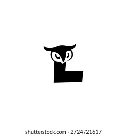 Elegante cara de búho sabio forma una silueta de alfabeto L, perfecto para marcas educativas, librerías y diseños de identidad inteligentes
