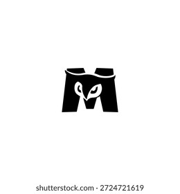 Elegante cara de búho sabio forma una silueta de alfabeto M, perfecto para marcas educativas, librerías y diseños de identidad inteligentes