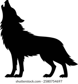 Elegant Wolf Black Silhouette Vector