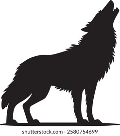 Elegant Wolf Black Silhouette Vector