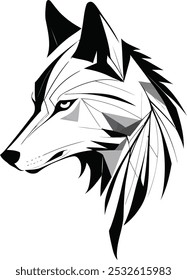 Elegant Wolf Silhouette Minimal Graphic Vector 002