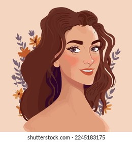 Elegant woman avatar vector illustrationt. Feminism girl power