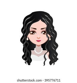 Elegant woman with curly hair - black color