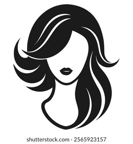 Elegant Woman Hair Icon Silhouette for contemporary fashion design