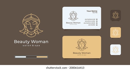 Elegant woman hair salon gold gradient logo design and business card design