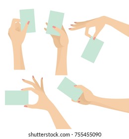 Elegant woman hands holding cards