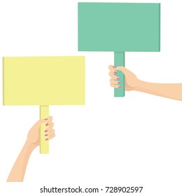 Elegant woman hands holding a picket sign