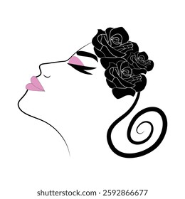 Elegant Woman with Hat and Rose - Minimalist Beauty