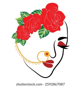 Elegant Woman with Hat and Rose - Minimalist Beauty