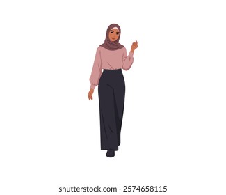 Elegant Woman in Hijab Minimalistic Illustration of Modest Fashion with Soft Colors